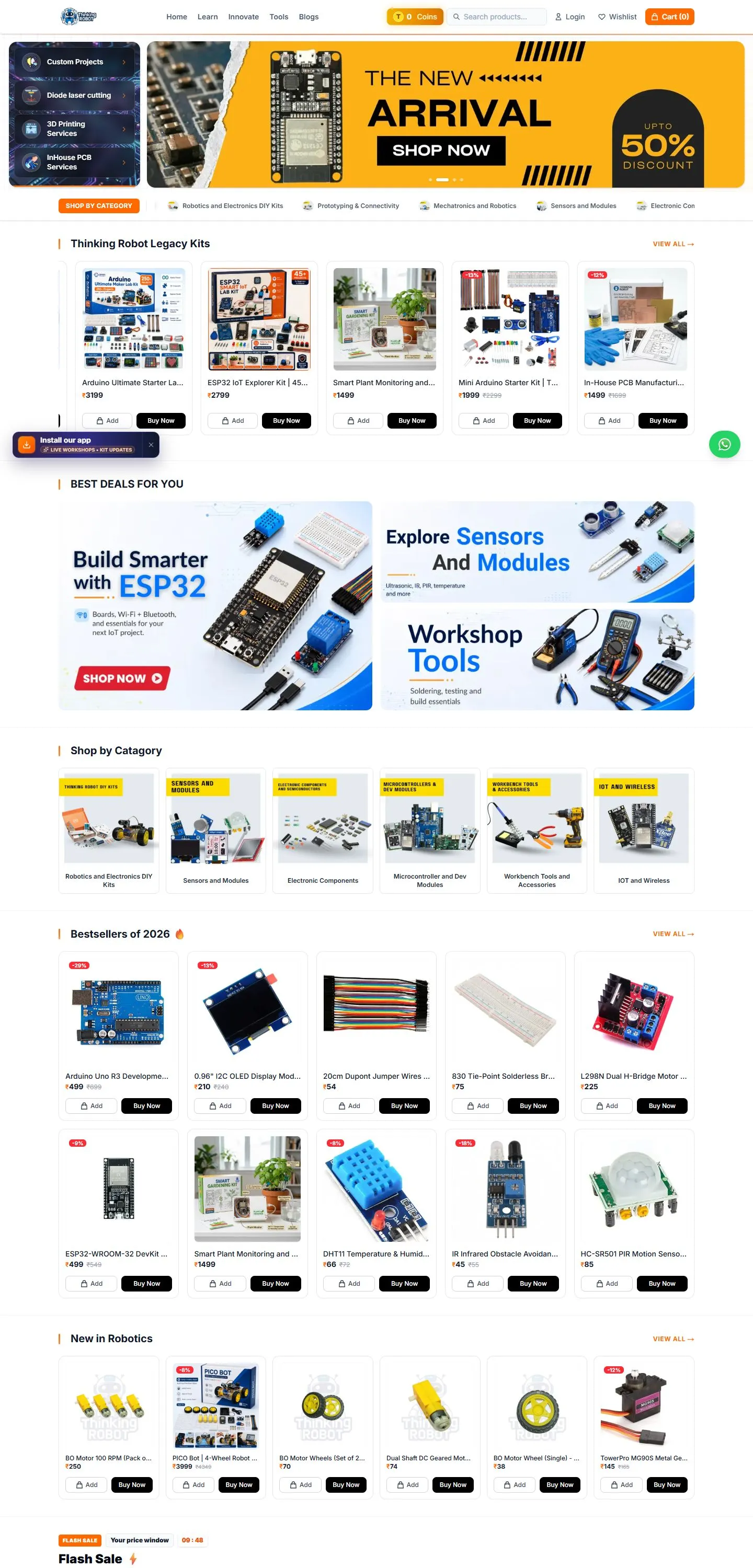 Thinking Robot website home page, designed and built by Social Vishwa